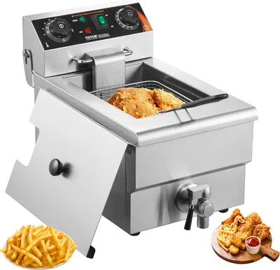 Produktbild von VEVOR kommerzielle Fritteuse, 1500 W elektrische Fritteuse mit Korb, 9 L Edelstahl Fritteuse mit Zeit- und Temperaturkontrolle, Überhitzungsschutz, Fritteuse für Küche Restaurant Café Bar