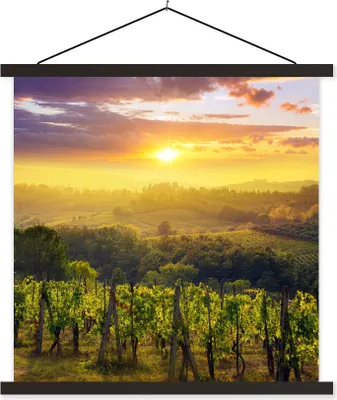 Produktbild von MuchoWow® Textilposter Toskana - Italien - Weinreben 60x60 cm mit schwarzem Rahmen - Posteraufhänger