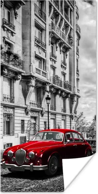 Produktbild von MuchoWow® Poster Paris - Schwarz - Weiß - Auto 80x160 cm - Kinderzimmer