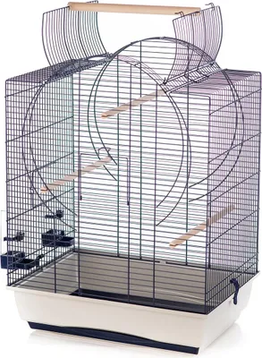 Image de Cage à oiseaux Duvo+ Emma à toit ouvert, gris/bleu
