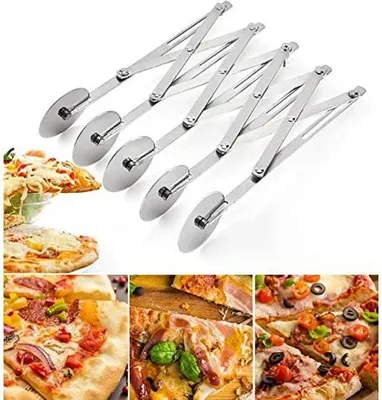 Produktbild von Teigschneider Kucheneinteiler, Edelstahl 5 Räder justierbar Teigrädchen, Multifunktions Edelstahl Teig Teiler Schneidrädchen Pizzaschneider