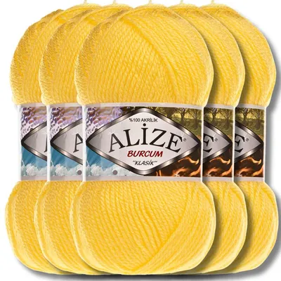 Immagine prodotto di Alize 5x 100g Burcum Klasik, filato solido, ideale per uncinetto e maglia (colore: Mimosa | 216)