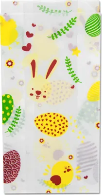 Produktbild von Weiße Papiertüte "Ostern" 15+6,5 x 29 cm 1000 Stück.
