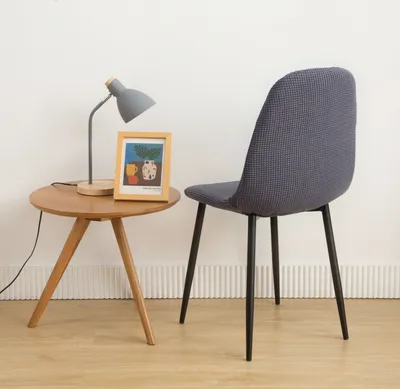 Produktbild von Topchances 6 Stück Shell Stuhlbezug , Stuhllehne mit hoher Rückenlehne Schutzhülle Schonbezug Elastic Chair Protector Sitzbezüge für Esszimmer Hochzeitsbankett Partydekoration(Grau Blau, 6 Stück)