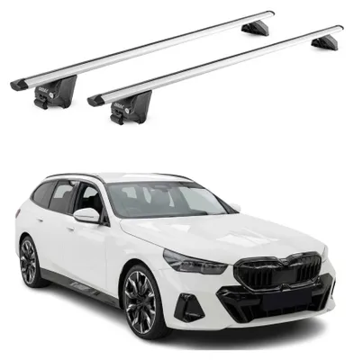 Image de Barres de toit transversales pour BMW Série 5 G61 Break 2024-2026 Alu Gris ABE, productTiles.product.images.aiGenerated