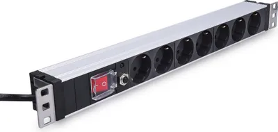Produktbild von kwmobile 19 Zoll Rack PDU Steckdosenleiste Schwarz mit Überlastschutz und flexiblen Montagewinkeln aus Metall & Kunststoff