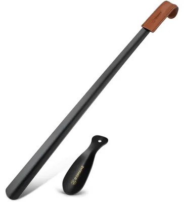 Produktbild von Schuhlöffel Lang 72+19cm 2er Set Schwarz Metall Edelstahl