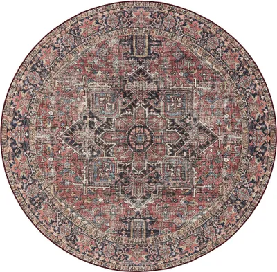 Produktbild von benuta Waschbarer Vintage Teppich George Multicolor/Beige ø 120 cm rund Wohnzimmerteppich Schlafzimmer weich orientalisch