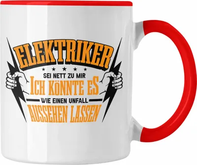 Produktbild von Trendation - Lustige Elektriker Tasse Geschenk (Rot)