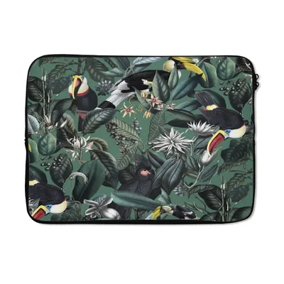 Produktbild von MuchoWow® Laptop Hülle 13 Zoll Blumen - Vogel - Collage Laptoptasche - Laptophülle - Sleeve - Rundumschutz