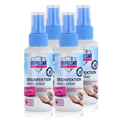 Produktbild von Impresan Hand-Spray 100ml - Hygienische Sauberkeit ohne Wasser (4er Pack)