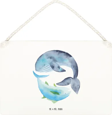 Produktbild von Mr. & Mrs. Panda Deko Schild Walfisch Thunfisch DIN A5 - Weiß - Geschenk, Witz, Spruch Lustig, Tunfisch, wandtafel, Wandschild, Wandbild Holz, Lustige Sprüche, Wal, Wahl