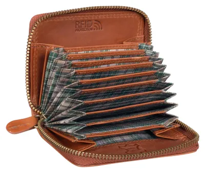 Produktbild von Benthill Kartenbörse aus Echt-Leder - Kartenetui für Kreditkarten - RFID Karten Geldbörse mit Reißverschluss