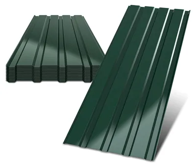 Image de Ikodm, 12 pièces de tôle de toiture, tôle ondulée, tôle profilée, plaques en métal, surface lisse, avec gants, 115x45 cm, 0,25 mm, 6 m², vert