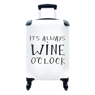 Produktbild von MuchoWow® Koffer Handgepäck Trolley Rollkoffer Kleine Reisekoffer mit 4 Rollen - Zitat Wein "Es ist immer Weinzeit" - Cabin Size < 55x40x23 cm & 55x40x20 cm - Fotokoffer - Kabinenkoffer - Boardgepäck - Reise-Box - Reisekoffer - Reisegepäck - Koffer mit Bild - Trolley für Kinder