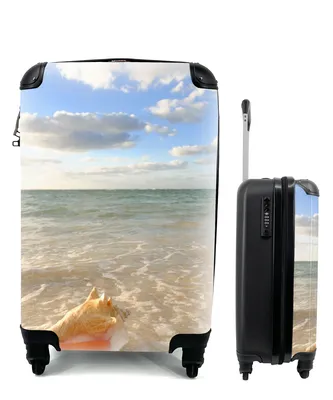 Produktbild von MuchoWow® Koffer Handgepäck Trolley Rollkoffer Kleine Reisekoffer mit 4 Rollen - Muschel - Meer - Himmel - Cabin Size < 55x40x23 cm & 55x40x20 cm - Fotokoffer - Kabinenkoffer - Boardgepäck - Reise-Box - Reisekoffer - Reisegepäck - Koffer mit Bild - Trolley für Kinder