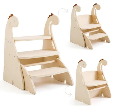 Image de Chaise empilable en bois Montessori, modèle "3 marches", pour enfants