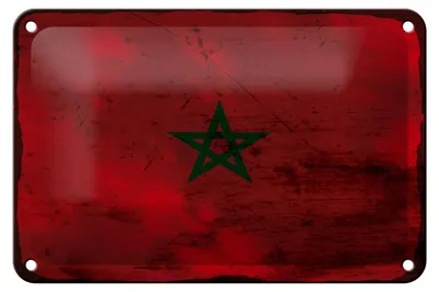 Produktbild von Blechschild Flagge Marokko 18x12cm Flag of Morocco Rost Dekoration