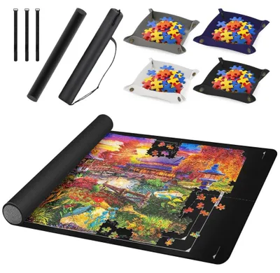 Produktbild von Puzzlematte für 1500 Puzzles - Rutschfeste Puzzlematte mit Sortierfächern