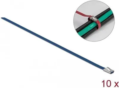 Produktbild von DELOCK Edelstahlkabelbinder L 500 x B 4,6 mm blau 10 Stück