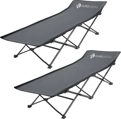 Produktbild von Eurocatch 2 Stück faltbares Feldbett – Festivalbett – Campingbett – Campingbett – Grau