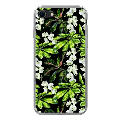 Produktbild von MuchoWow® Handyhülle Schutzhülle Hülle für iPhone SE 2022 Blatt - Orchidee - Muster Silikon Softcase Handy Hülle - Schutzhülle