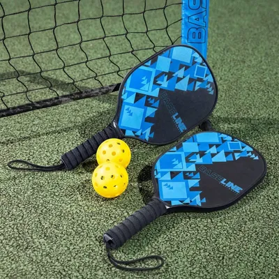 Productafbeelding van Baseline Pickleball Set – Compleet met Net, 2 Houten Paddles & 2 Ballen – 2,4m