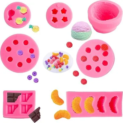 7er Set Frucht-Silikonformen für Kerzen, Seife & Schokolade