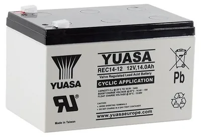 Productafbeelding van Yuasa REC14-12 12V 14Ah Yuasa Cyclic VRLA-accu, geringe zelfontlading, geoptimaliseerd voor cyclische toepassingen