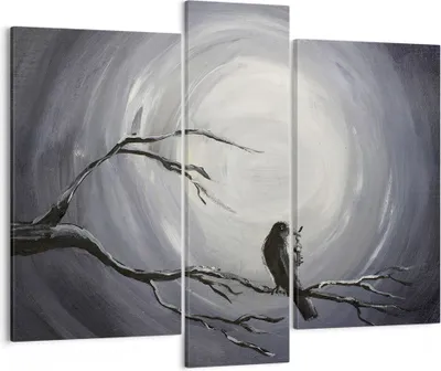Produktbild von Bild auf Leinwand - Leinwandbild - Vogel Baum modern - 95x80cm - Wand Bild - Wanddeko - Wandbilder - Leinwanddruck - Bilder - Kunstdruck - Wanddekoration - Leinwand bilder - Wandkunst - CB95x80-3432