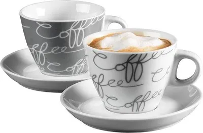 Produktbild von Cappuccino-Set, 4-teilig, grau, 180 ml – Set bestehend aus Untertassen und Tassen