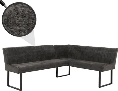 Obrázek produktu pro Rohová lavice HWC-O82, lavice do jídelny, Oeko-Tex (310g/m²) žinylková tkanina/textilní kov 210x159cm  tmavě šedá