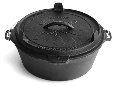 Zdjęcie produktu dla Żeliwny Dutch Oven z pokrywą, pojemność 5,6L do BBQ i ogniska