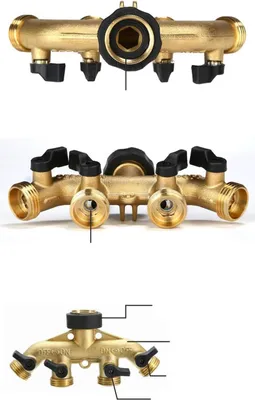 Produktbild von 4-Wege Wasserverteiler 3/4" Messing Gewinde Gartenschlauch-Splitter