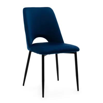 Produktbild von NEW HOME Stuhl ORO Esszimmerstuhl gepolsterter Wohnzimmerstuhl mit Steppung - dunkelblau - moderne Samt Velour Möbel