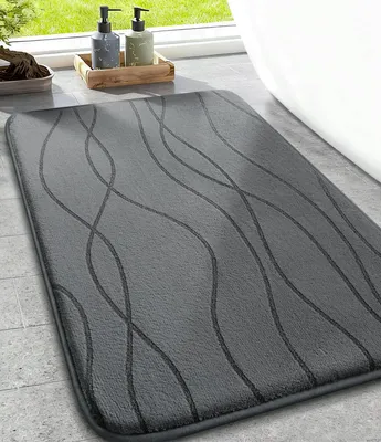 Produktbild von Badematte, Memory-Schaum-Badematte, rutschfeste Badematte, waschbar, weich, saugfähige Bade-/Duschmatte für das Badezimmer, dunkelgrau, 43 x 61 cm