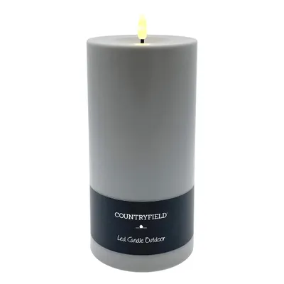 Produktbild von Countryfield LED Kerze Patio grau Außen 3D-Flamme Timer 10x22,5cm