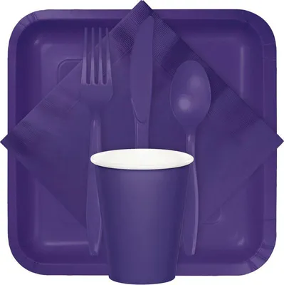 Produktbild von 24 große Papp Teller Violett 26cm