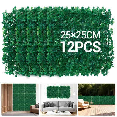 Immagine prodotto di Siepe artificiale di bosso - Pannelli da parete, 12 pezzi, 25x25 cm - Parete in erba sintetica - Recinzione da giardino decorativa e frangivista - Verde