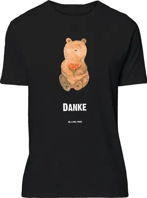 Produktbild von Mr. & Mrs. Panda Tshirt Bär Dankbar - Schwarz - Geschenk, Oversize T-Shirt, Danke, Shirt, Blumen, Spruch, Dankeschön, Statement, Teddy