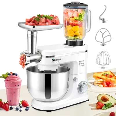 3-in-1 Küchenmaschine, 1500 W, 6 L Edelstahlschüssel, 6 Stufen