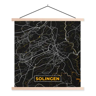 Produktbild von MuchoWow® Textilposter Solingen - Gold - Stadtplan - Deutschland - Karte 120x120 cm mit holzfarbenen Rahmen - Textil-Poster