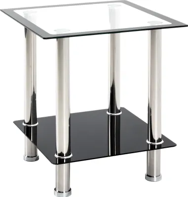 Produktbild von HAKU Beistelltisch edelstahl, schwarz - Edelstahl, Sicherheitsglas 5 mm, B/H/T: 40x46x40 cm