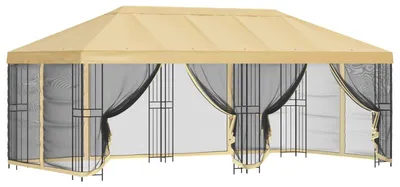 Obrázok produktu pre Altánok so stenami 6 x 3 m Krémová Polyester a oceľ 190