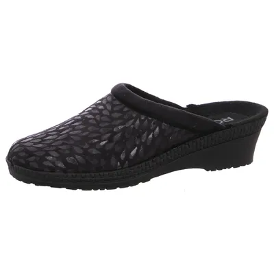 Produktbild von Rohde Damen Pantoffel Hausschuh Microvelour Neustadt-50 2456, Größe:41 EU, Farbe:Schwarz