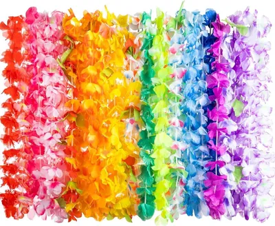 Zdjęcie produktu dla Zestaw naszyjników Hawaii flower lei 36-częściowy, wielokolorowy 91 cm