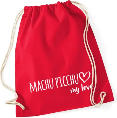 Produktbild von Huuraa Turnbeutel Machu Picchu my love 12 Liter Classic Red Baumwolle Rucksack Geschenkidee