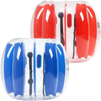 Produktbild von Opblaasbare Bumperballen 1,2 m, Robuste PVC-Bälle mit roten blauen Streifen für Outdoor-Sportarten und Parkwettbewerbe