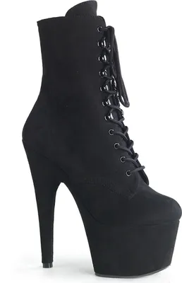 Immagine prodotto di ADORE-1020FS Pleaser platform high heeled ankle boots allacciatura in velluto nero sul davanti