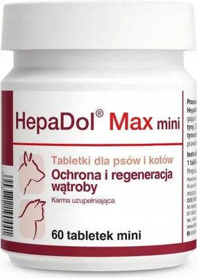 Obrázok produktu pre HepaDol Max Mini ochrana a regenerácia pečene PRE PSY A MAČKY 60 mini tabliet